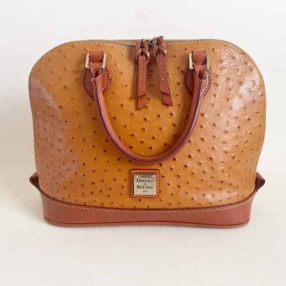 Dooney & Bourke Ostrich Zip Zip Satchel Bag Shoulder Crossbody Leather Old Money - Picture 4 of 16